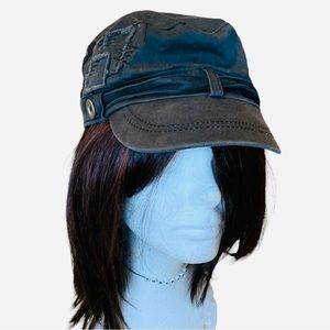 Fabulous Distressed Patchwork || Rivets Dark Fade Grey Utility Ballcap - Unisex